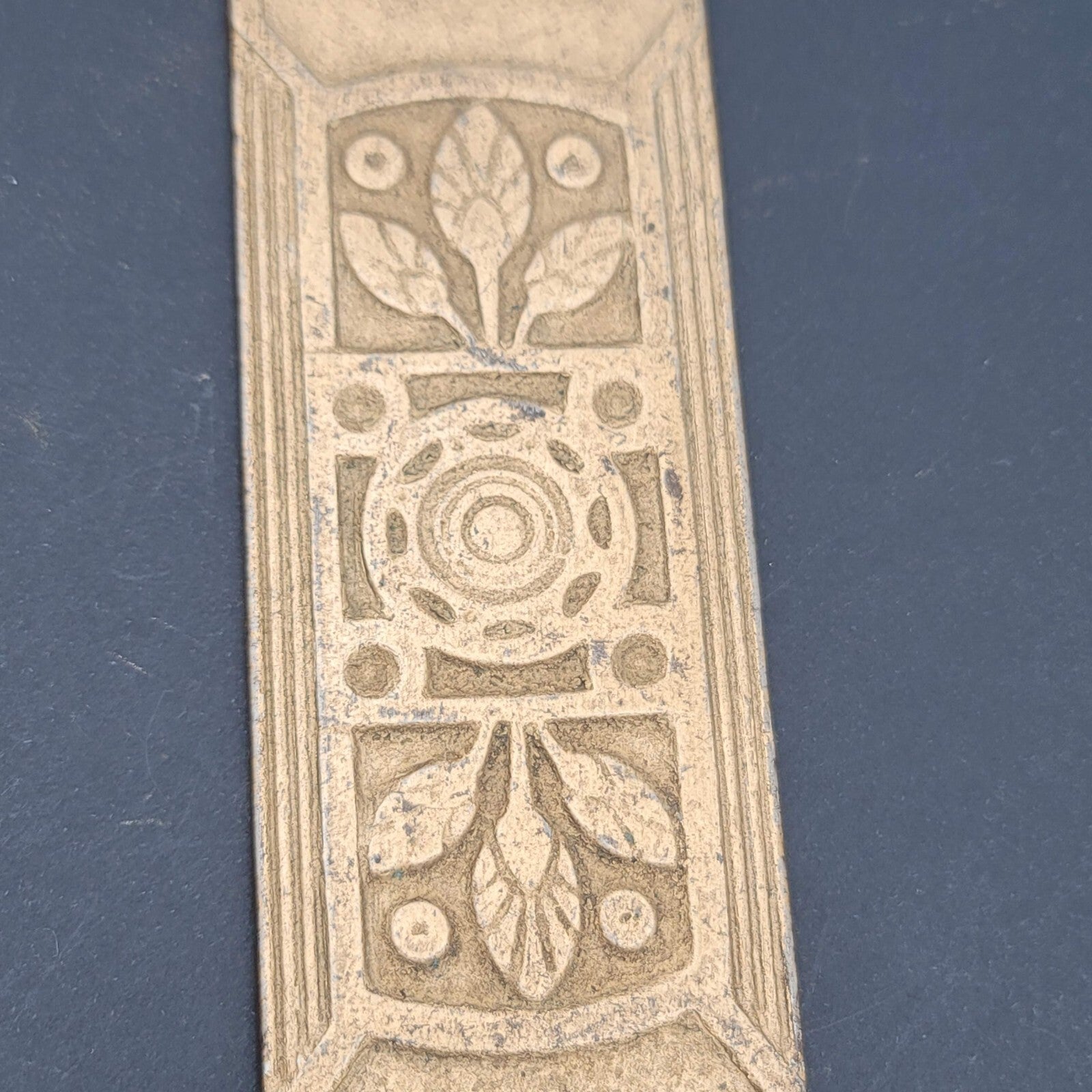 Vintage Cast Iron Painted Gold Latch Door Back Plate 9.5" x 2"