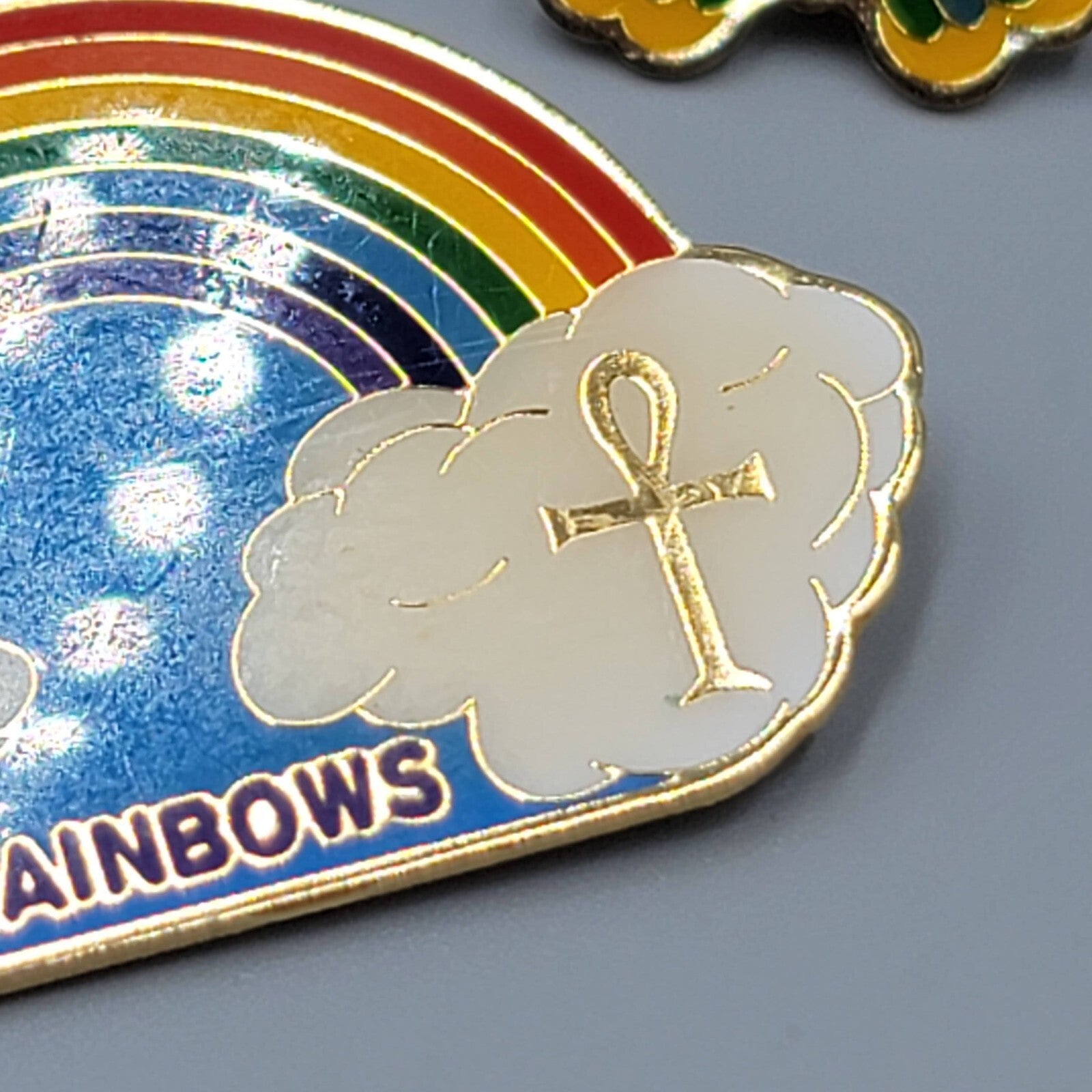 Enamel Pin Lot of 2 Rainbow Butterfly Ankh Lapel Hat Pride