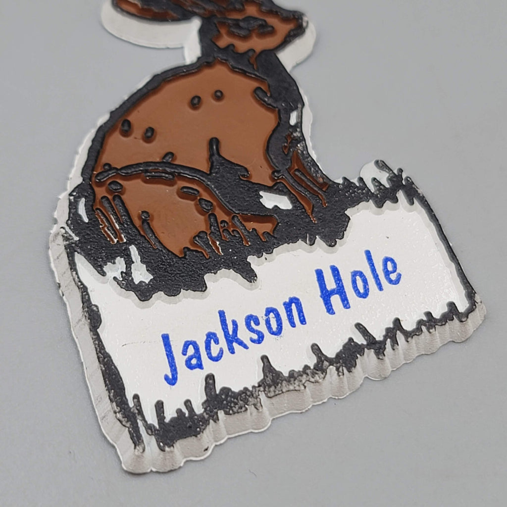 Vtg Jackson Hole WY Rubber Refrigerator Magnet Jackalope Travel Souvenir