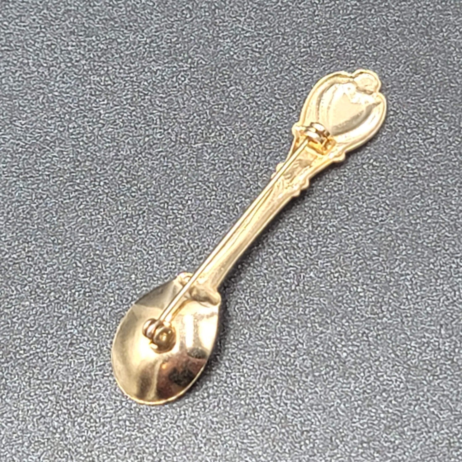 Vintage Spoon Brooch Gold tone Heart Estate Costume Jewelry 2 1/2"