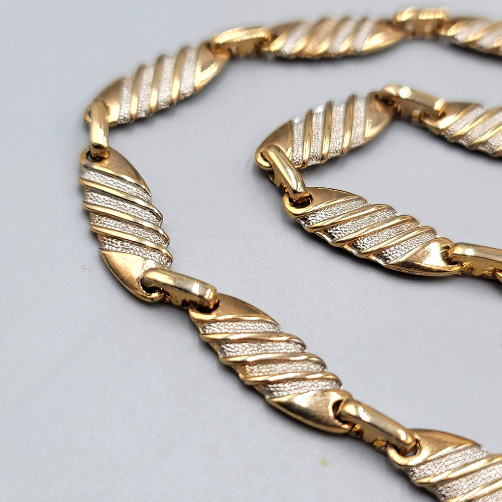Vintage Bar Chain Necklace Gold Tone Statement 33" Estate Costume Jewelry