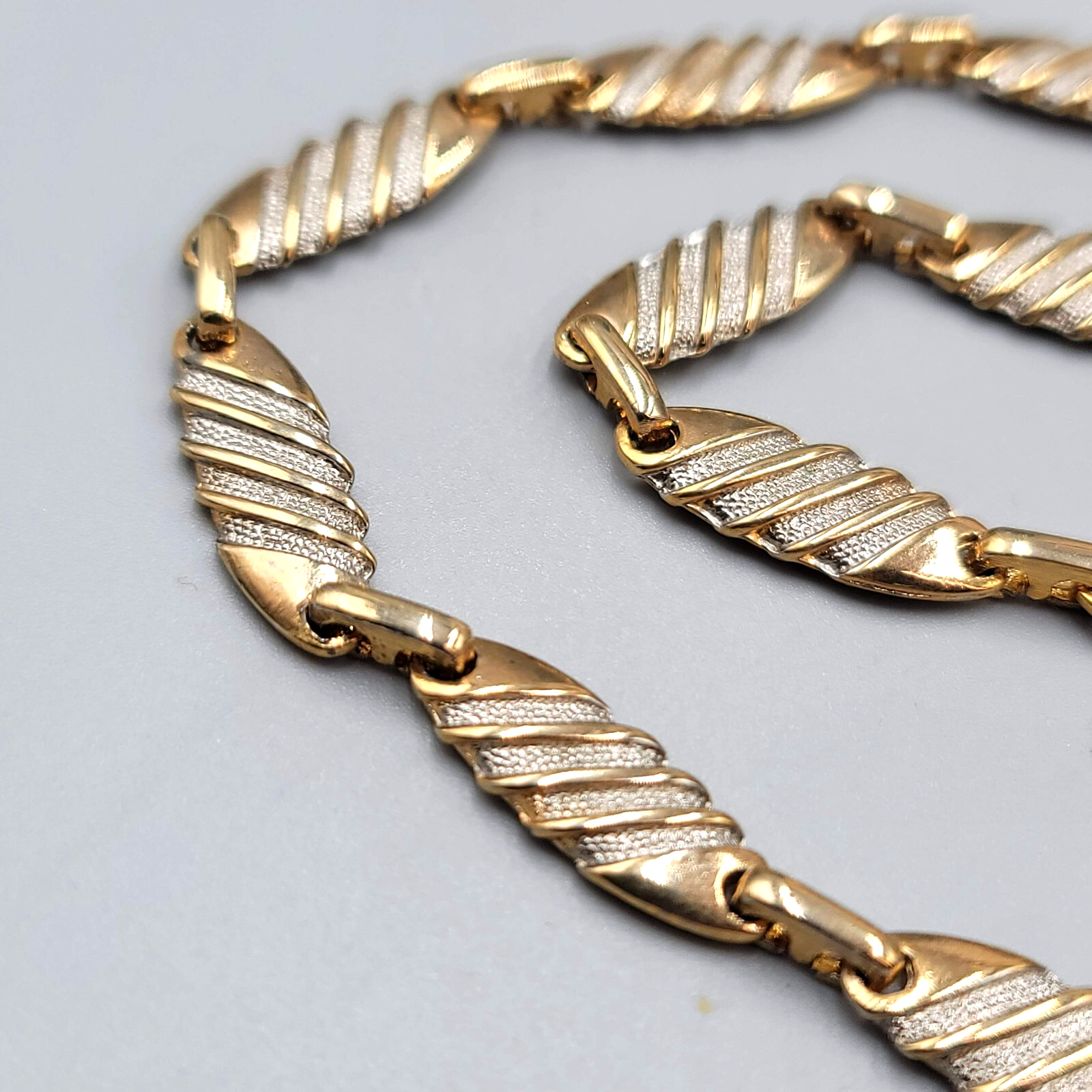 Vintage Bar Chain Necklace Gold Tone Statement 33" Estate Costume Jewelry