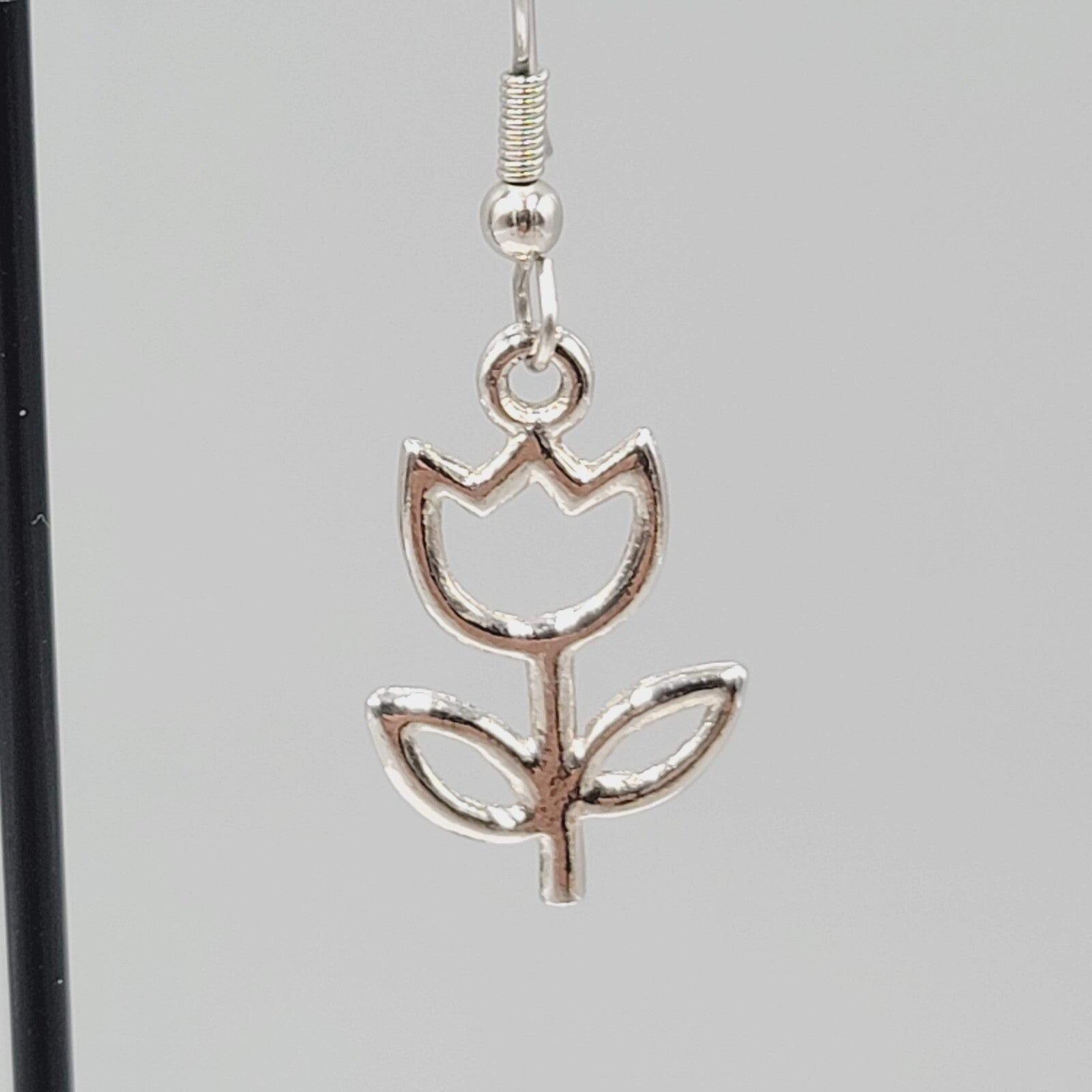 Gardener Pierced Earrings Garden Flower Watercan Silver tone Dangle 1"