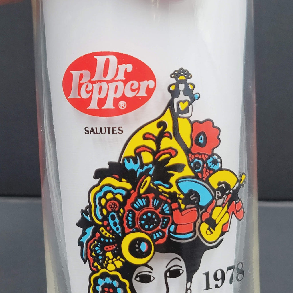 Rare 1978 San Antonio FIESTA Dr Pepper 16 oz Glasses With City Seal 