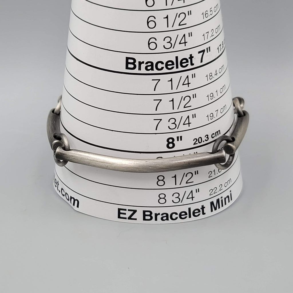 Mens Bracelet Dark Gray Silver tone Bar Link 8.25 in