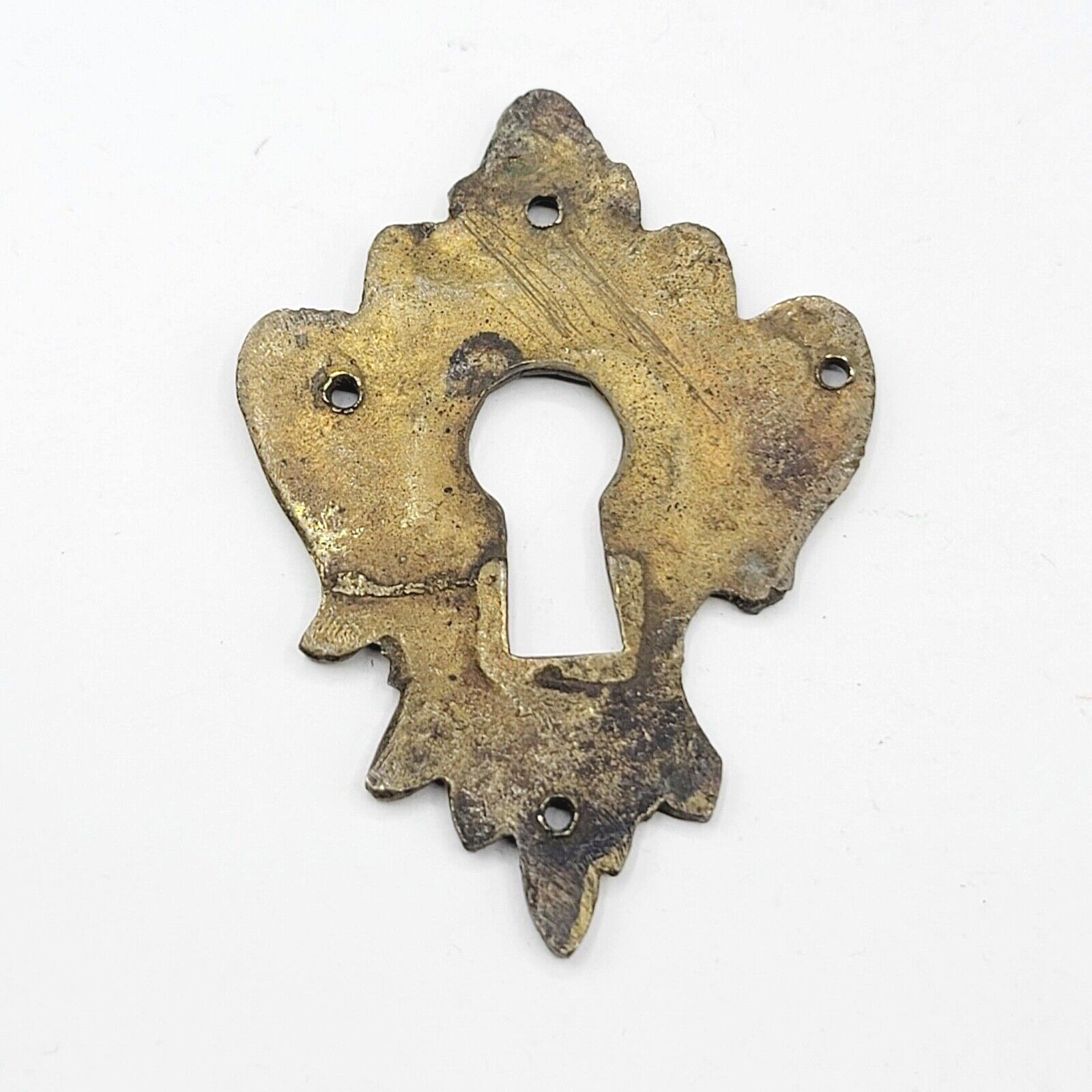 Vintage Ornate Brass Skeleton Keyhole Escutcheon 2 5/8" x 1 7/8" SINGLE ONLY