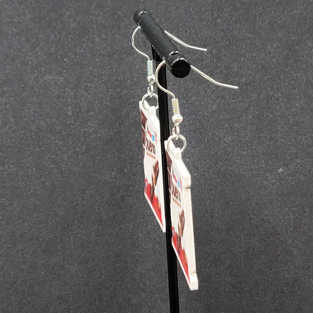 Pierced Earrings Kinder Bueno Fun Snack Dangle 1.25"