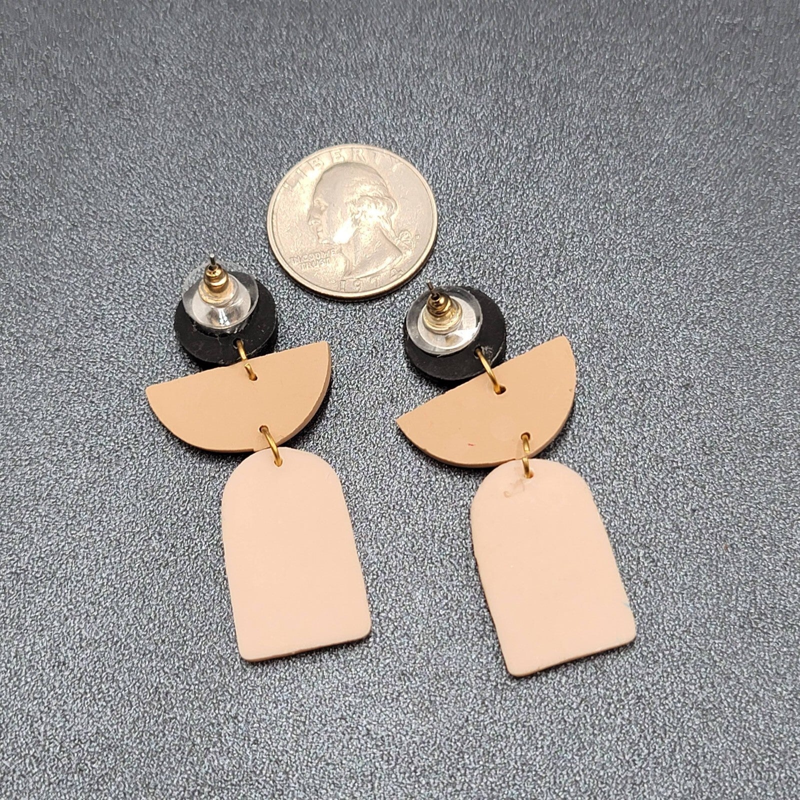 Pierced Earrings Polymer Clay Geometric Dangle 2 1/8"