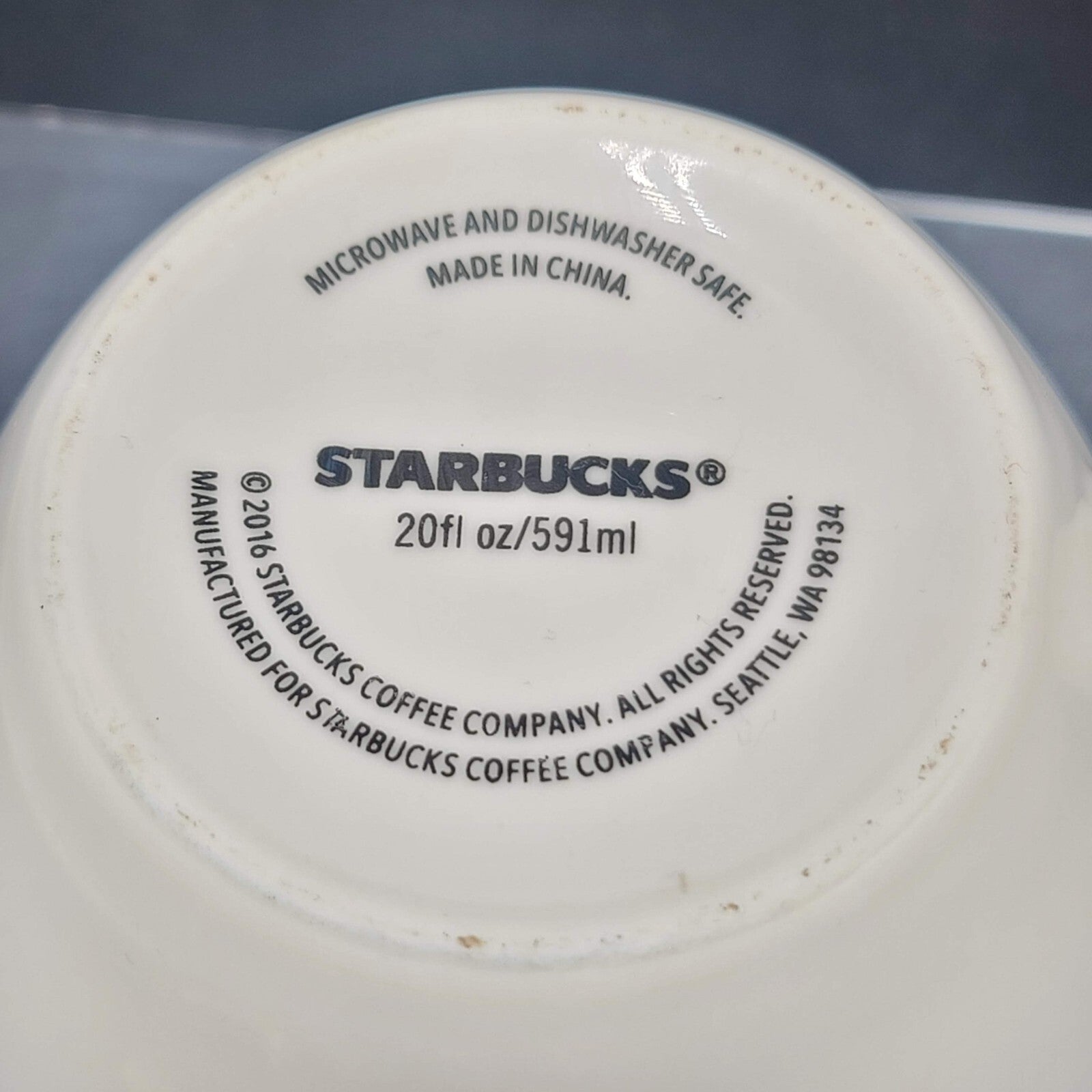 STARBUCKS Merry Bright Jolly Christmas White Gold 2016 Large Coffee Mug 20oz