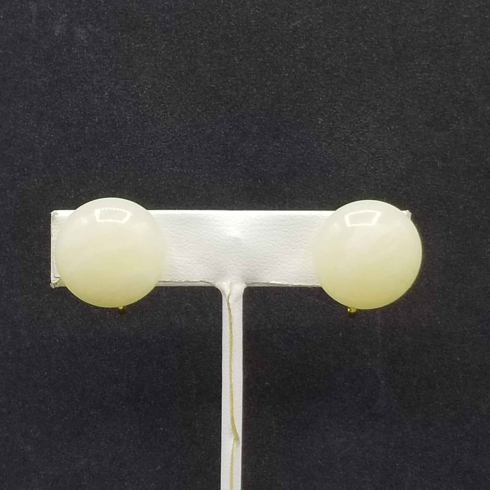 Vintage Clip on Earrings Opaque Swirl Acrylic Dome Drop Stud 3/4"