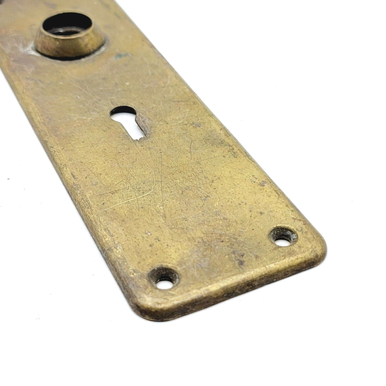 Vintage Brass Doorknob Back Plate Skeleton Keyhole Salvage Hardware 6.5"x2"