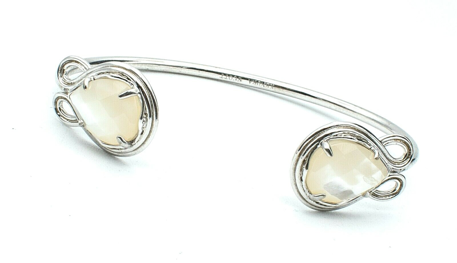 Silver tone Cuff Faceted Mother of Pearl Bracelet Costume 2 3/8" x 1 3/4" NWOT