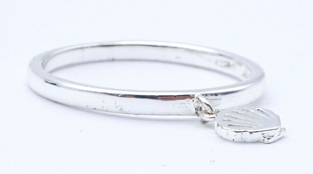 Disney Ariel Mermaid Shell Dangle Ring Size 8 Silver Plated