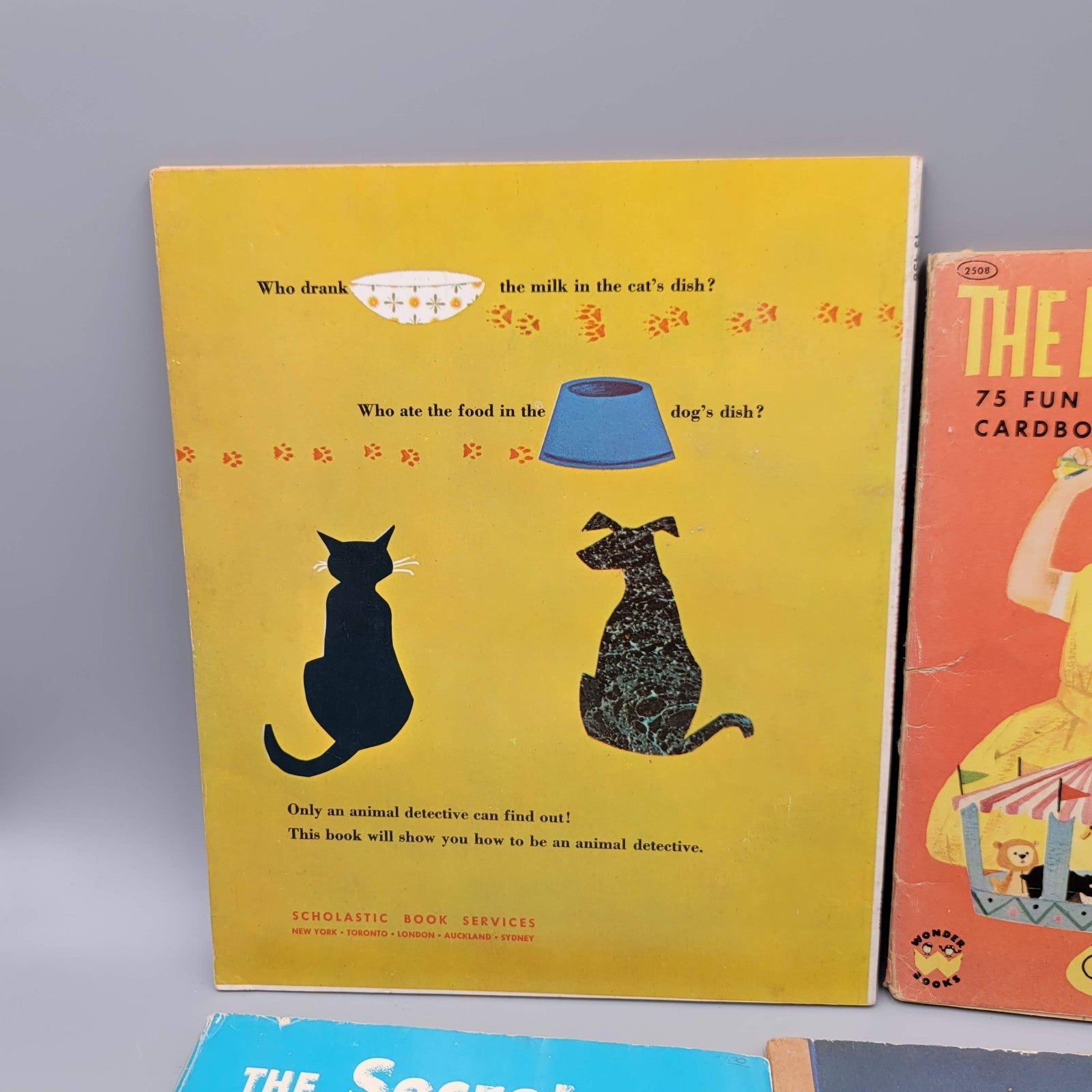 Vintage Childrens Book Lot Scholastic MCM Animal Detective Paper Playbook etc