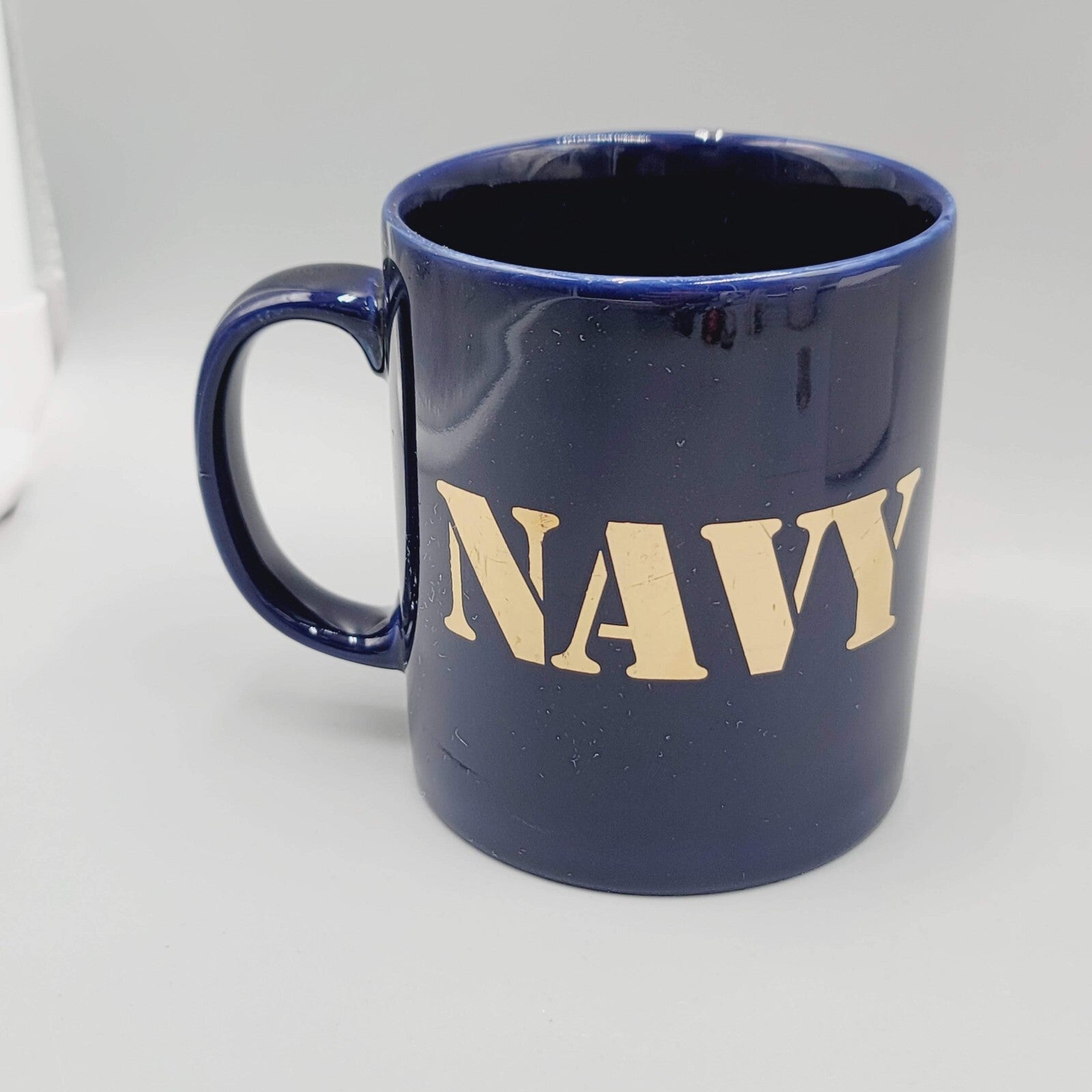 Vintage NAVY KilnCraft Staffordshire England Cobalt Blue Gold Anchor Coffee Mug