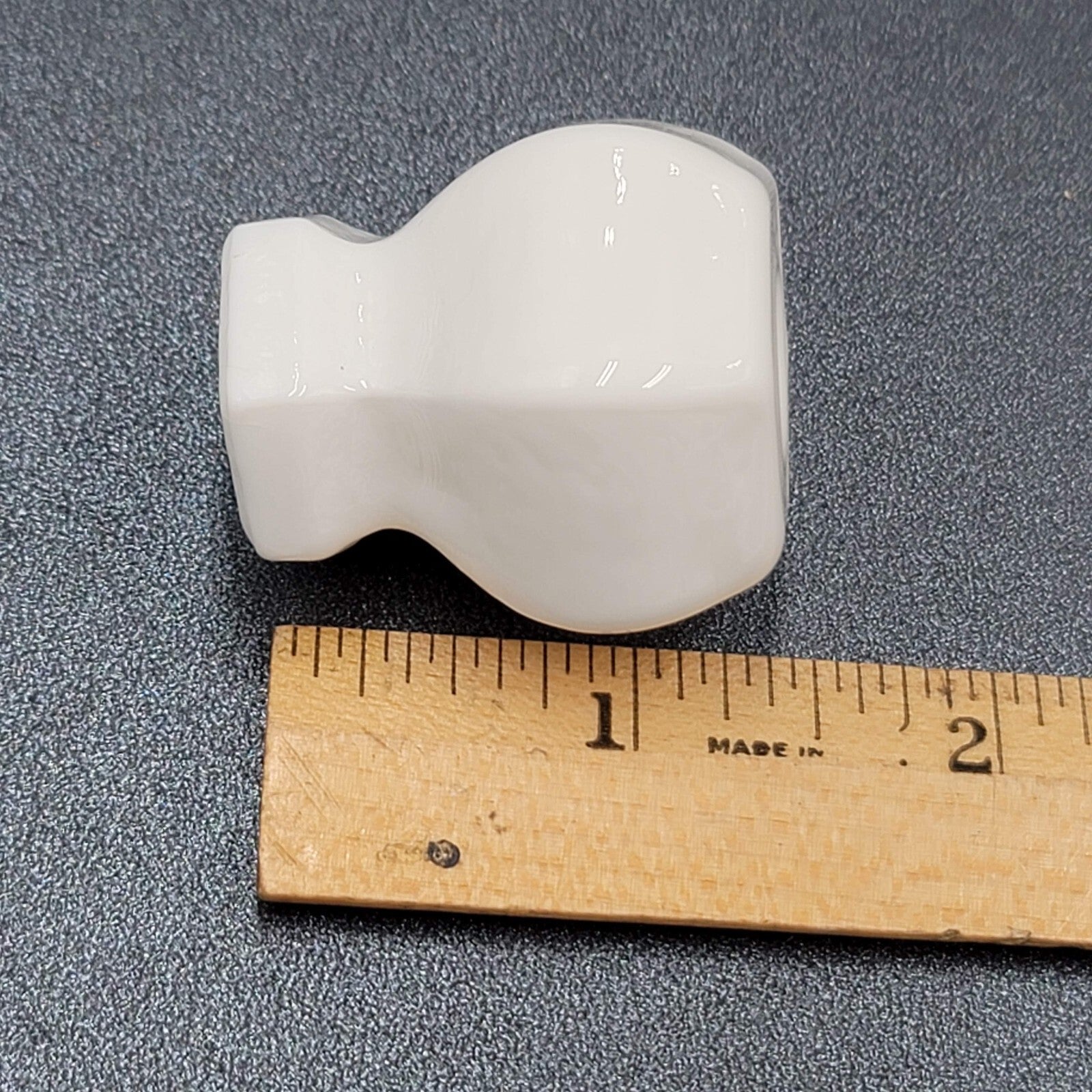 Vintage White Glass Drawer Pull SINGLE Reclaimed Salvaged Hardware 1 3/8"