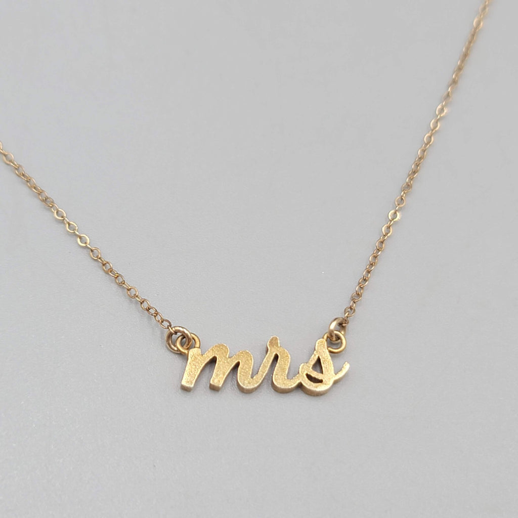 Gold Filled MRS Necklace Wedding Bride Engaged Fiancee 17" 925