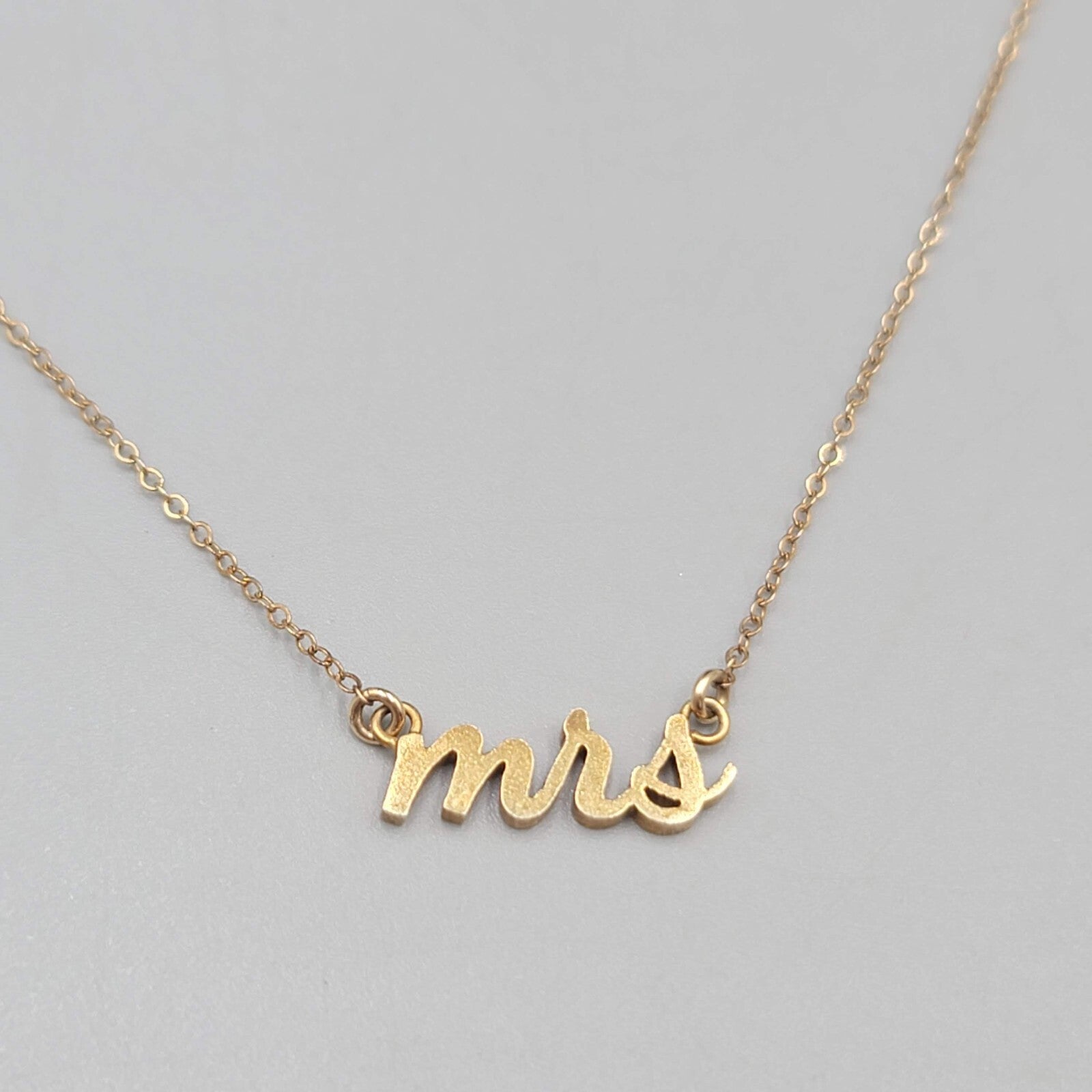 Gold Filled MRS Necklace Wedding Bride Engaged Fiancee 17" 925