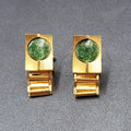 Vintage Gold tone Mesh Wrap Around Cufflinks Jasper Green Marbled Stone