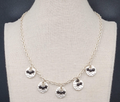 Black Bead Necklace Silver tone Hammered Discs Chain 16"-18"
