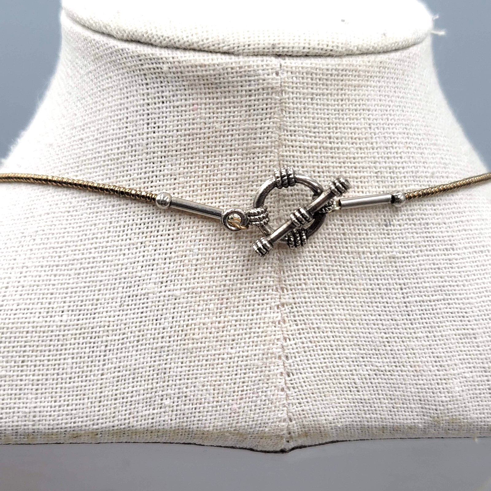 Boho Brown Pottery and Glass Bead Necklace Silver tone 20"