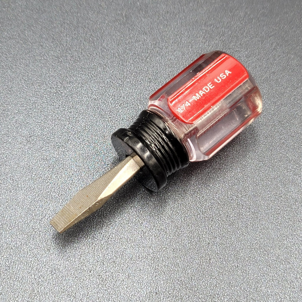 HUSKY STUBBY STRAIGHT Red Clear Handle Screwdriver 1/4"