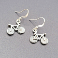 Bicycle Pierced Earrings Silver tone Dangle  1/2"