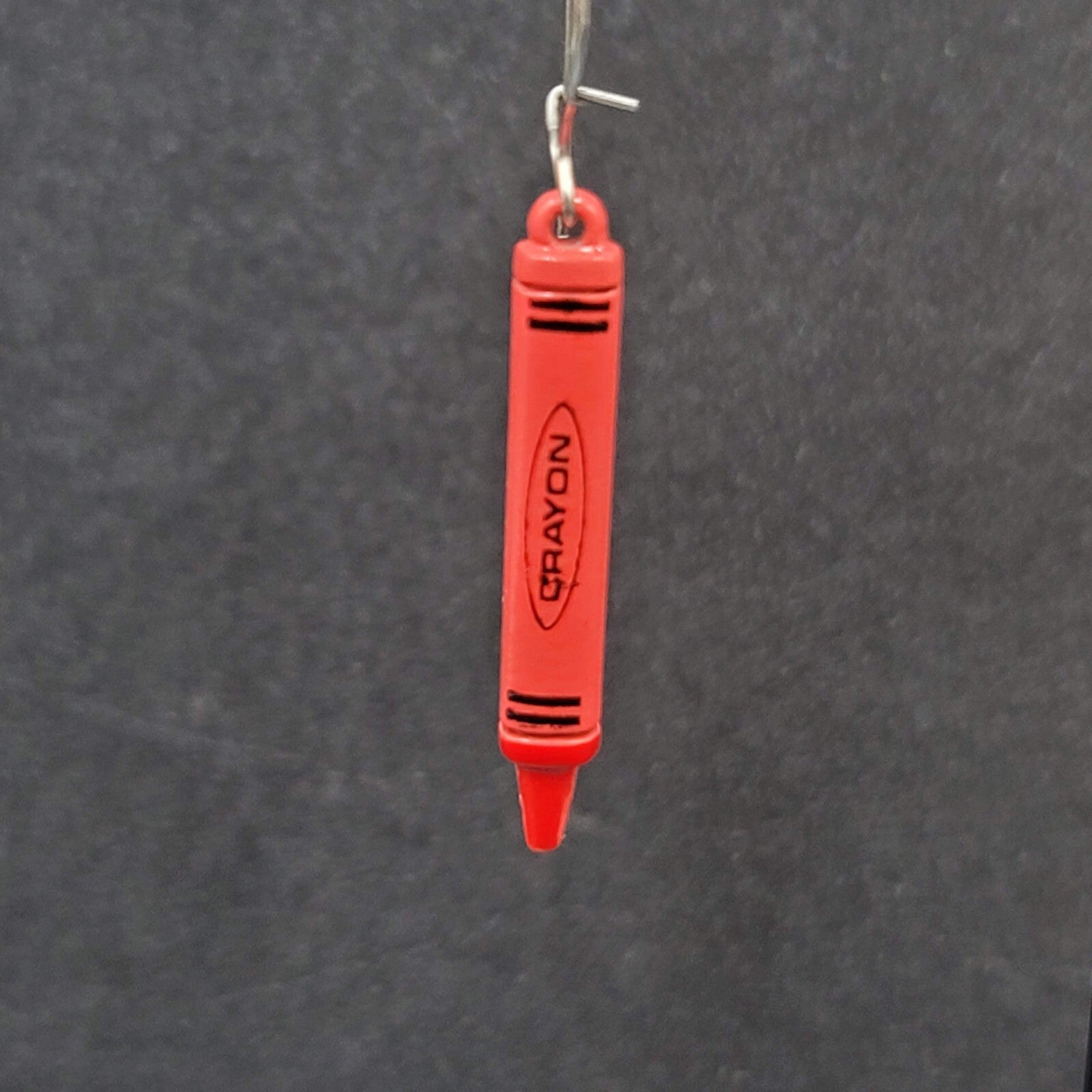 Vintage Pierced Earrings Red Crayon Dangle Silver tone Hooks Dangle 1 1/8"