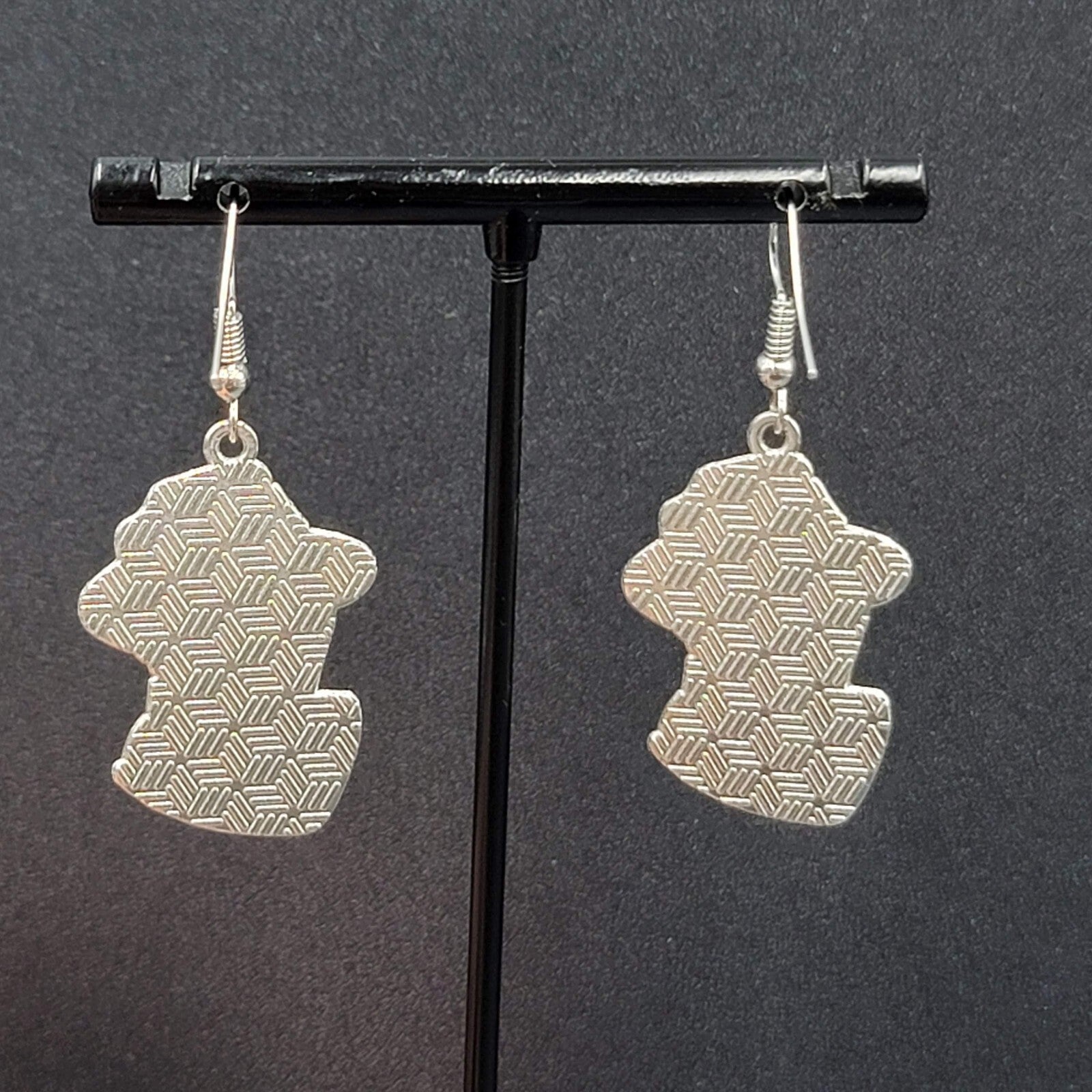 Freddy Krueger Pierced Earrings Enamel Silver tone Horror Movie Dangle 1.25" FS