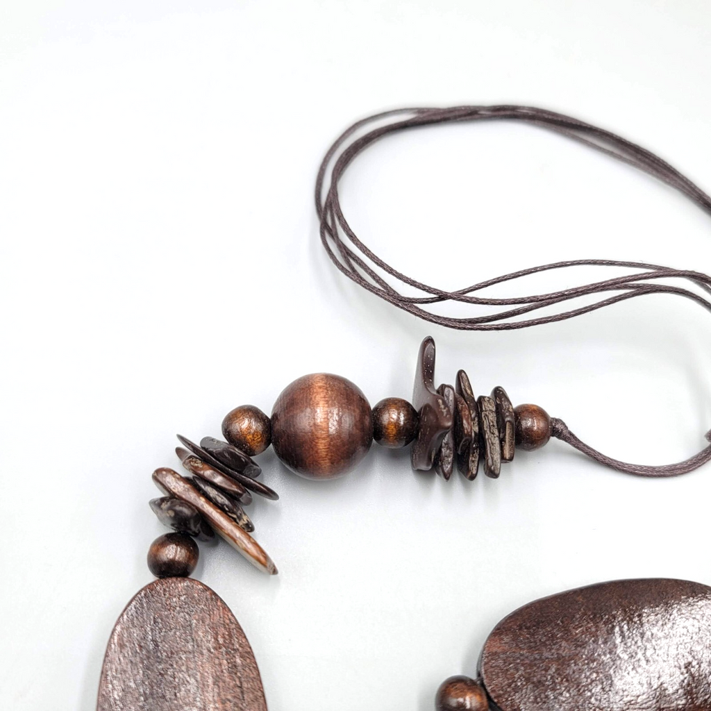Wood Bead Necklace Possible Belt Adjustable Cord 36"- 40"