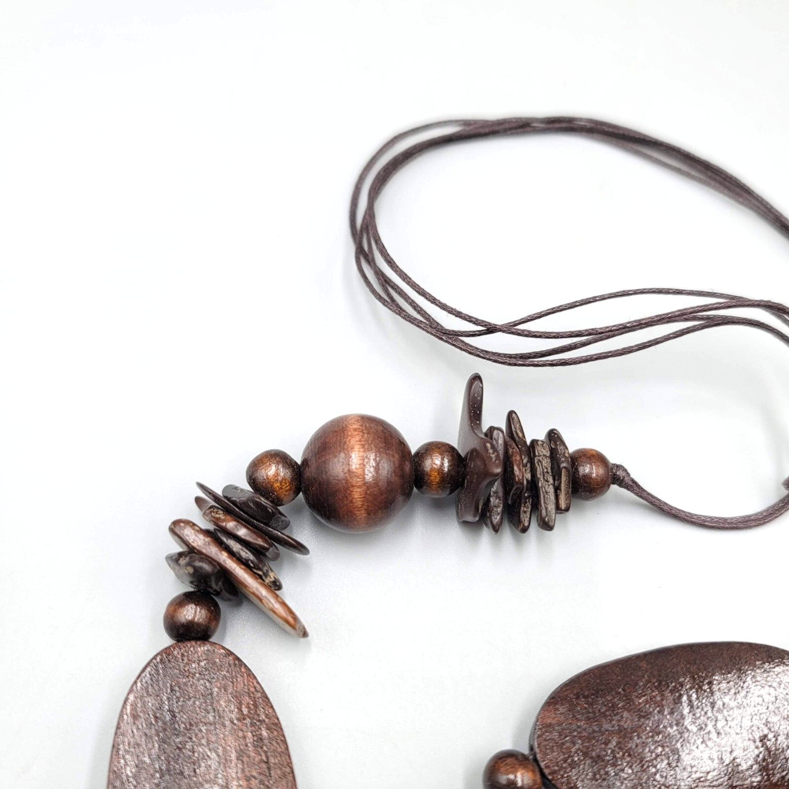 Wood Bead Necklace Possible Belt Adjustable Cord 36"- 40"
