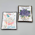 Vintage Houze Art Tray Happy Birthday and Get Well Glass Tray Lot Flowers