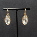 Pierced Earrings Gold tone Glass Faceted Marquis Dangle 1"