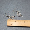 Fairy Moon Pierced Earrings Silver tone Dangle  1"