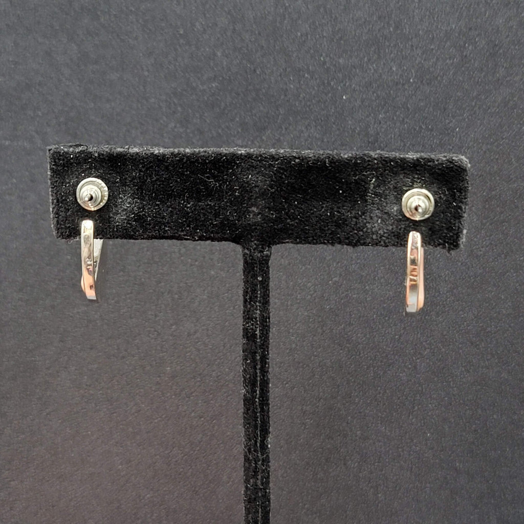 Pierced Earrings Silver tone Peach Acrylic Accent Hoops 3/4"