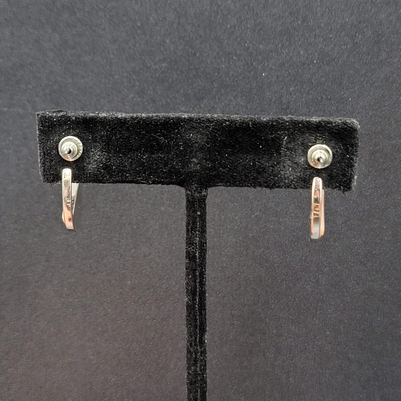 Pierced Earrings Silver tone Peach Acrylic Accent Hoops 3/4"