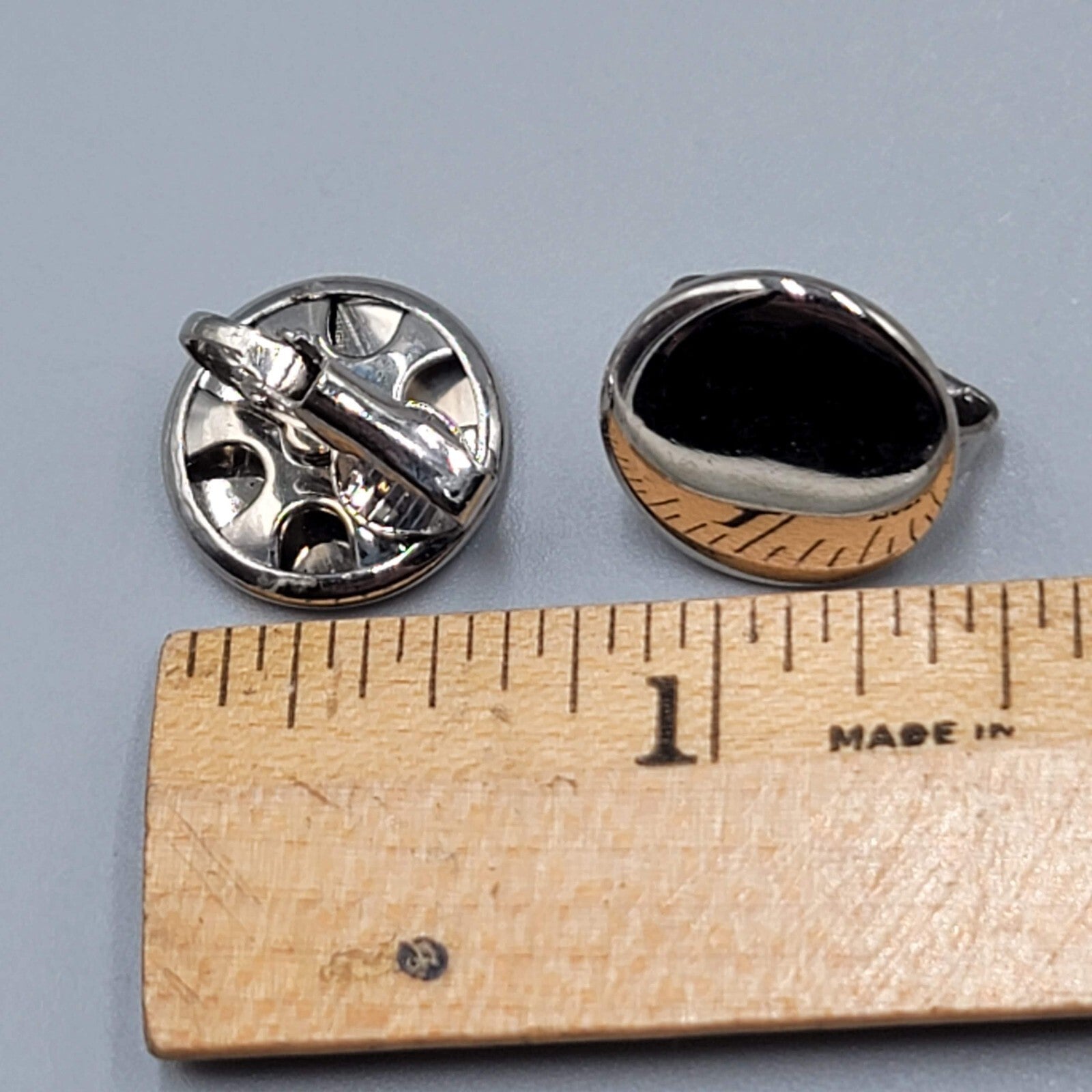 Vintage Silver tone Clip on Earrings High Polish Round Studs 5/8"