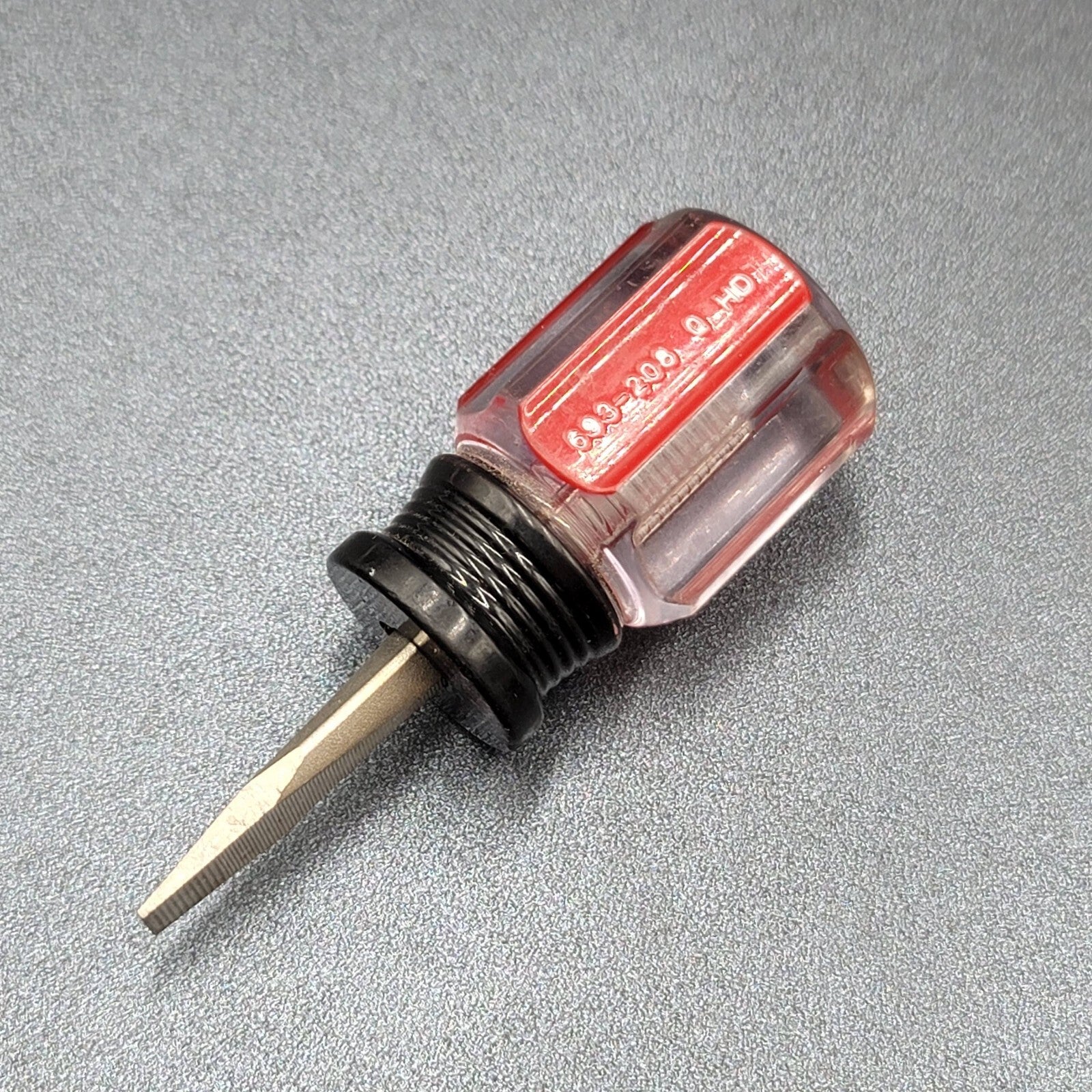 HUSKY STUBBY STRAIGHT Red Clear Handle Screwdriver 1/4"