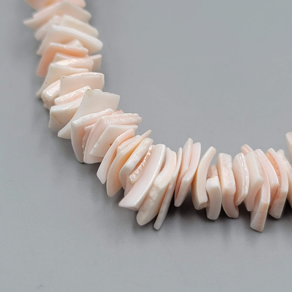 Vintage Pink Shell Chip Bead Bracelet 8" Anklet Barrel Clasp Beach
