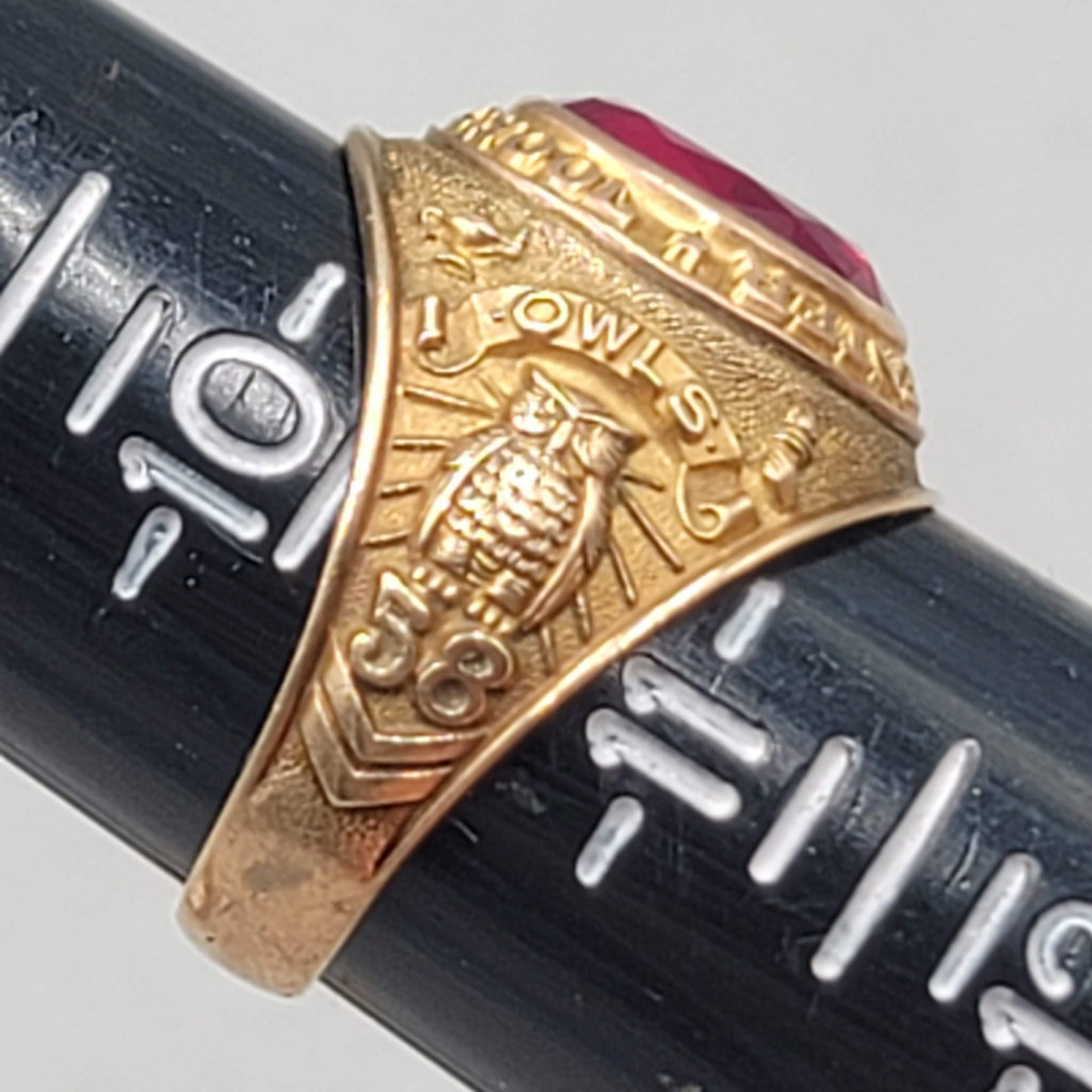1958 Hale Center High School 10k Gold Class Ring Owls 9.5g L.G. Balfour Co