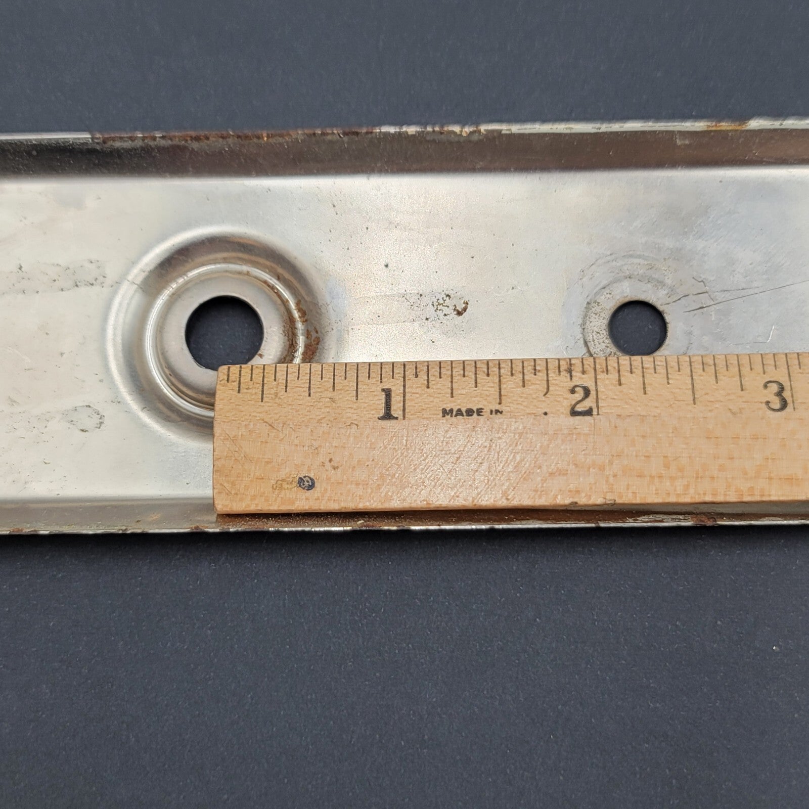 Vintage Steel Doorknob Silver Back plate 7" x 2.25" Salvage Door Hardware 2.25"