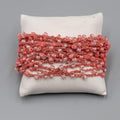 Mauve Pink Bracelet Glass Seed Bead Thread Button Closure 7"