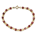 Vintage Red Stone Heart Tennis Bracelet 6.75 in