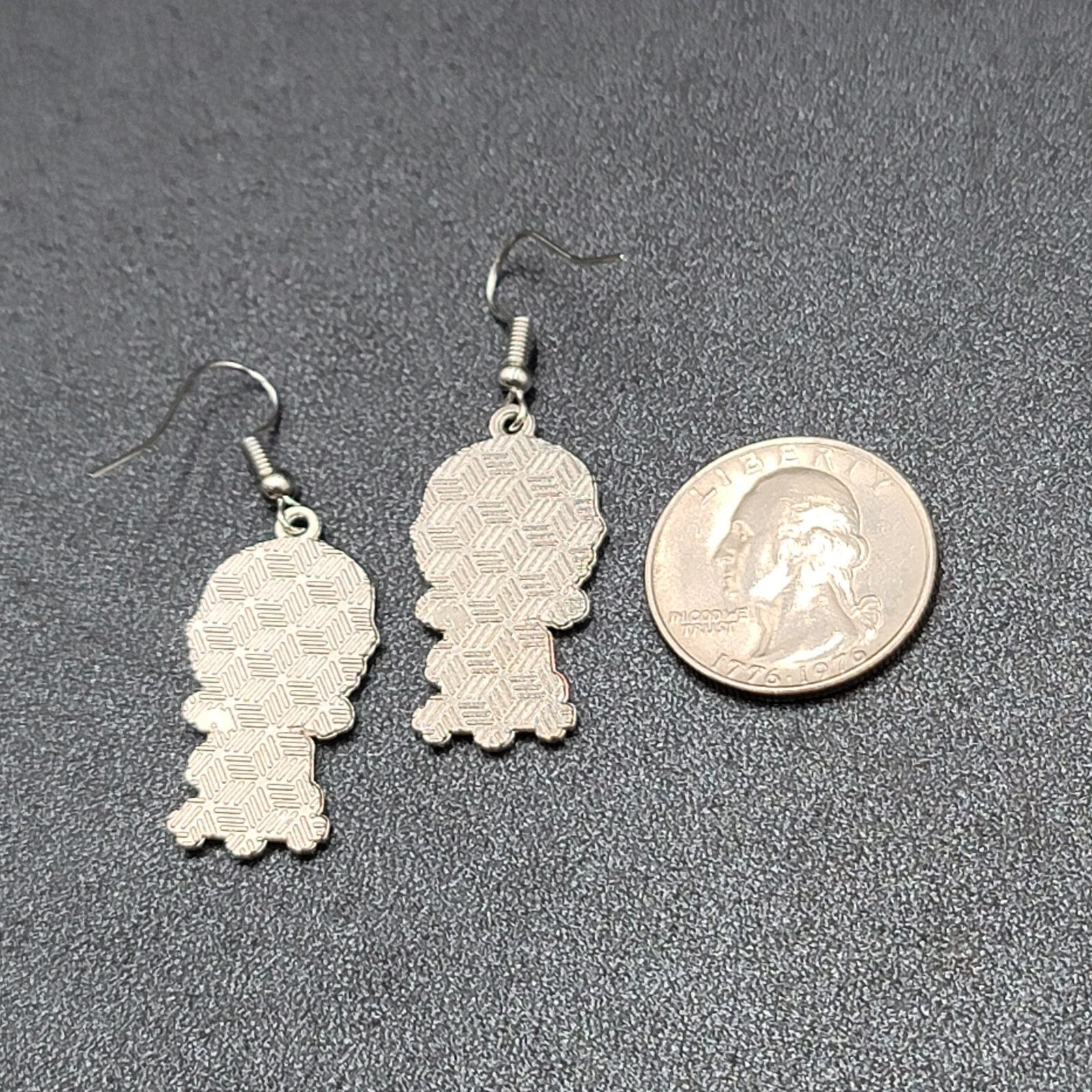 Jigsaw Pierced Earrings Enamel Silver tone SAW Horror Movie Dangle 1.25" FS