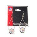 Pittsburgh Steelers NFL Pierced Earrings Silver tone Dangle  NWT 1.5 in