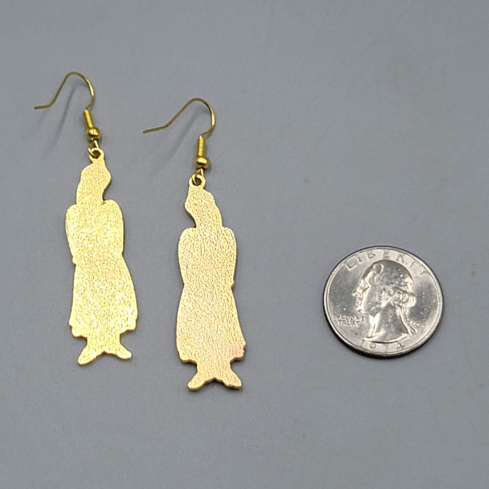 Vintage Pierced Earrings Russian Folk Dress Lady Woman Figure Dangle 2"