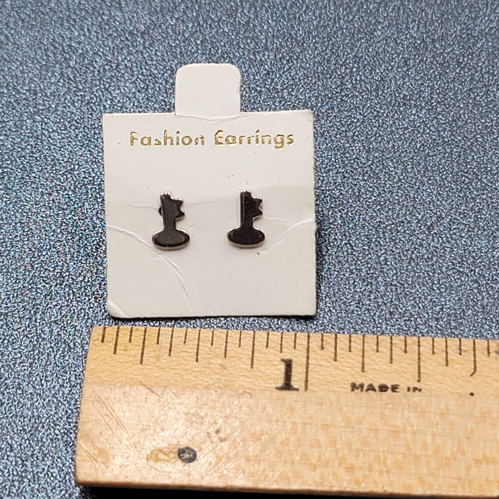 Vintage Skeleton Key Pierced Earrings Silver tone Tiny Studs  1/4"