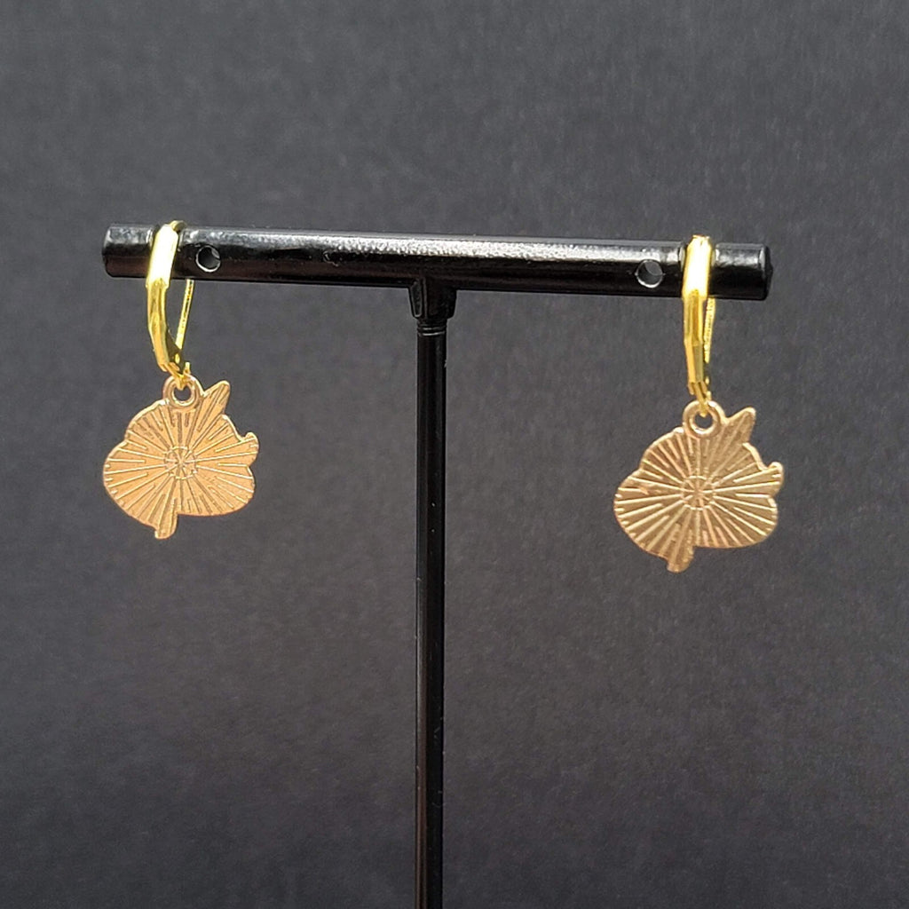 New Unicorn Pierced Earrings Blue Enamel Dangle Gold tone 5/8"