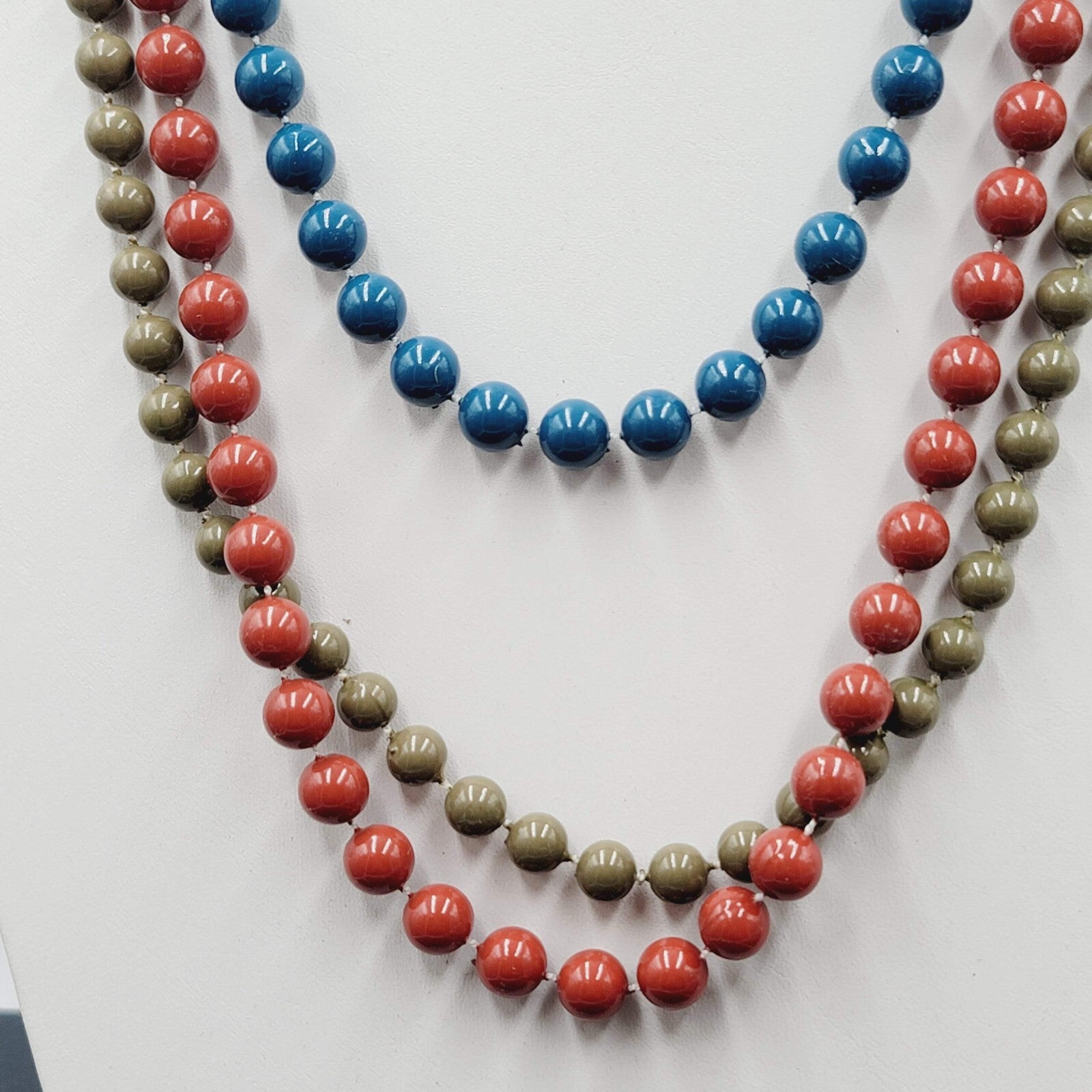 Vintage Necklace Lot of 3 Blue Green Orange Estate Costume Jewelry