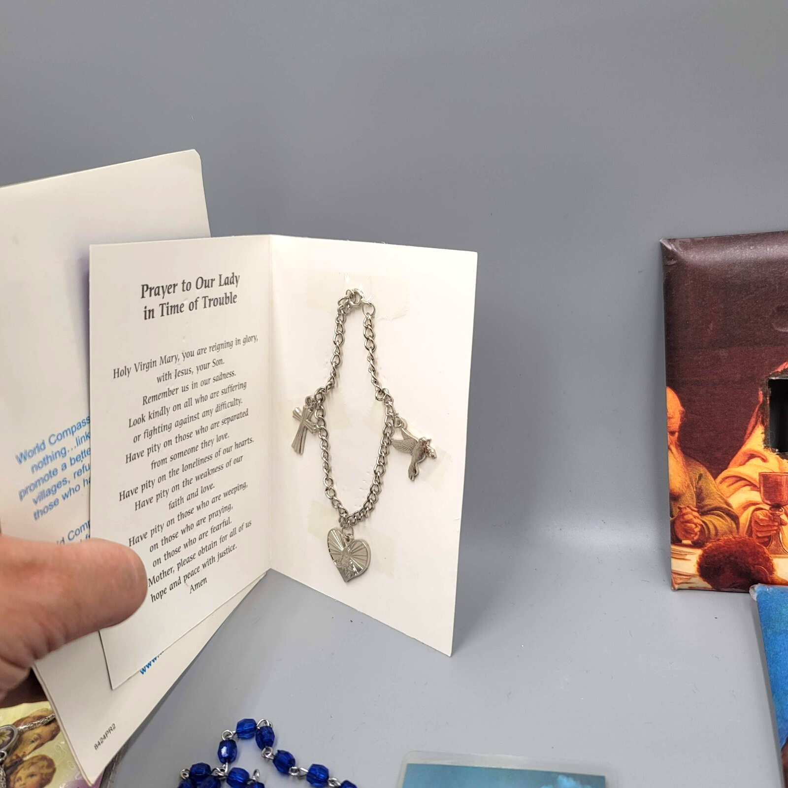 Vintage Catholic Religious Collection Lot Prayer Cards Necklaces Rosary
